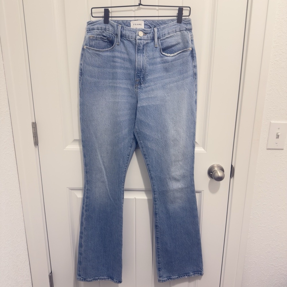 FRAME‎ Le High Flare Jeans Demarco Light Blue Wash Size 31